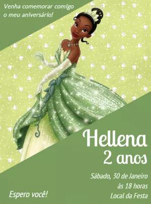 Convite Aniversário Princesa Tiana Disney para Editar Online