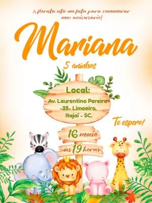 Convite de Aniversário Safari Aquarela para Editar Online
