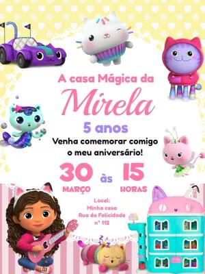 Convite Aniversário Casa Mágica da Gabby para Editar Online