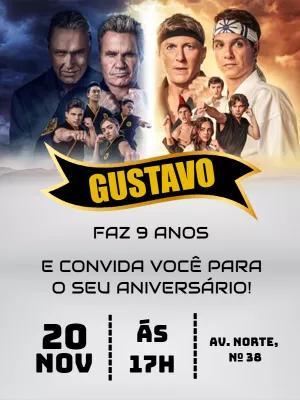 Convite Aniversário Cobra Kai com Personagens para Editar Online
