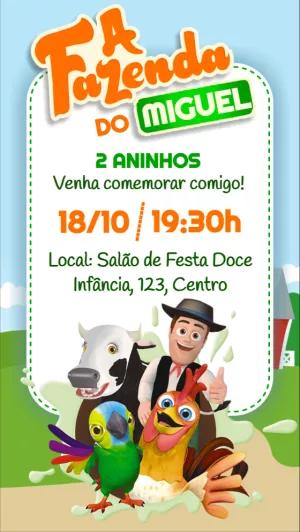 Convite Aniversário Fazendinha com Animais para Editar Online