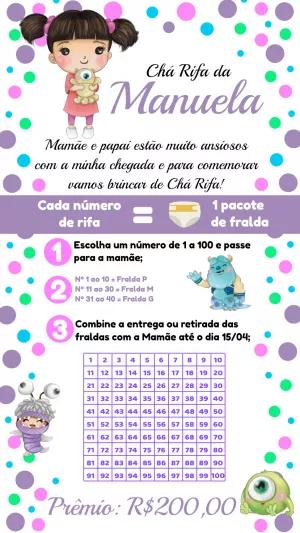Convite Chá Rifa Monstros SA Aquarela para Editar Online