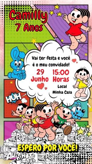 Convite de Aniversário Turma da Mônica para Editar Online
