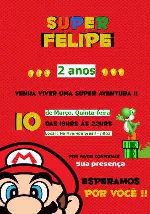 Convite de Aniversário Super Mario Bros para Editar Online