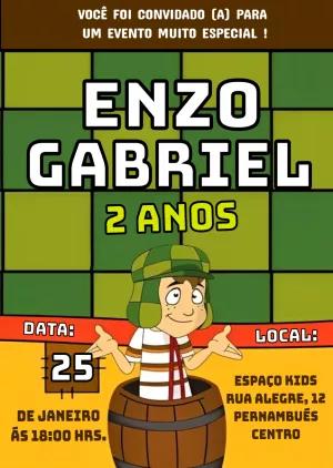 Convite de Aniversário Chaves Editável Online para Imprimir