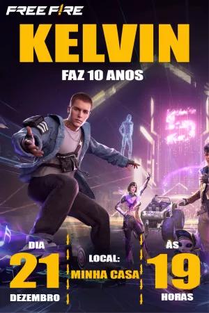 Convite de Aniversário Free Fire com Personagens para Editar Online