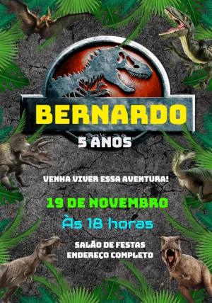 Convite Aniversário Jurassic Park com Dinossauros para Editar