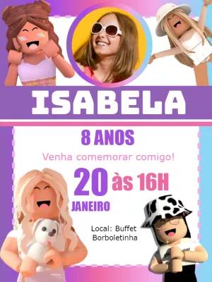 Convite Aniversário Roblox com Foto para Editar Online