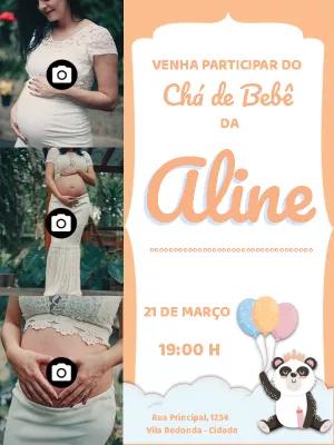Convite de Chá de Bebê com Foto para Editar Online