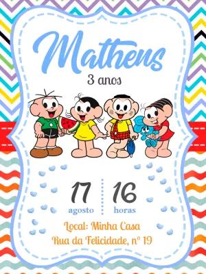 Convite de Aniversário Turma da Mônica para Editar Online