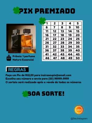 Arte para Rifa Pix Premiado com Números para Editar Online