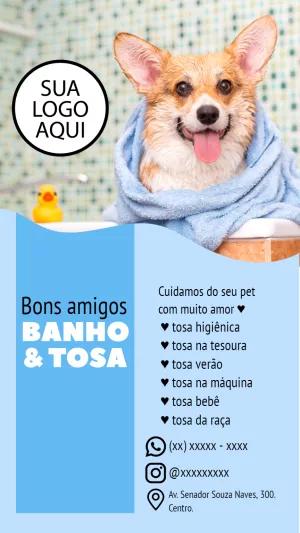 Flyer de Banho e Tosa com Cão Fofo para Editar Online