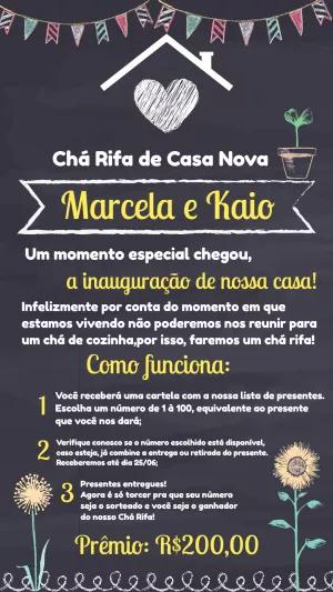 Convite Chá Rifa de Casa Nova Quadro Negro para Editar Online