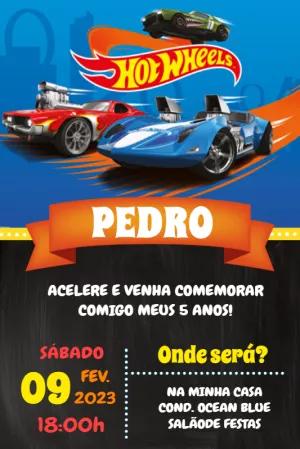 Convite de Aniversário Hotwheels para Editar Online