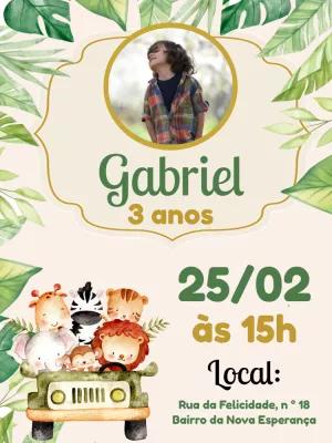 Convite de Aniversário Safari com Foto para Editar Online