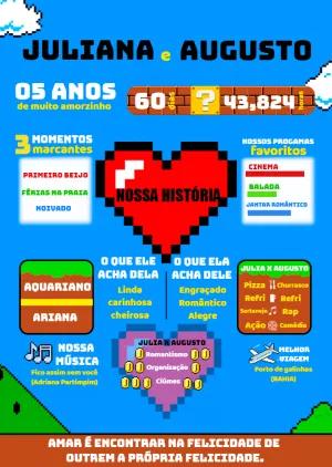 Quadro Infográfico Casal Gamer para Editar Online