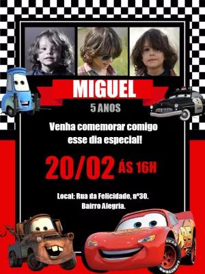 Convite de Aniversário Carros com Foto para Editar Online