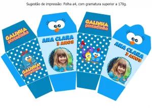 Caixa Sushi Galinha Pintadinha Editável para Festa Infantil