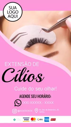 Arte Editável de Extensão de Cílios para Divulgar Online