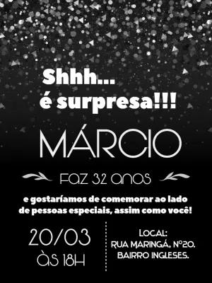 Convite Aniversário Surpresa Glitter para Editar Online