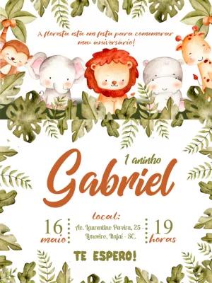 Convite Aniversário Safari Aquarela para Editar Online