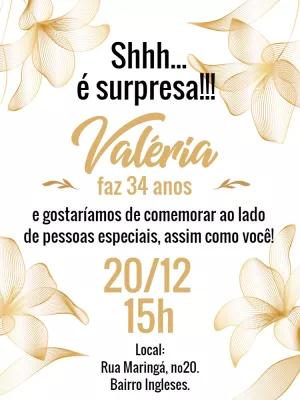 Convite Aniversário Surpresa Elegante Dourado para Editar