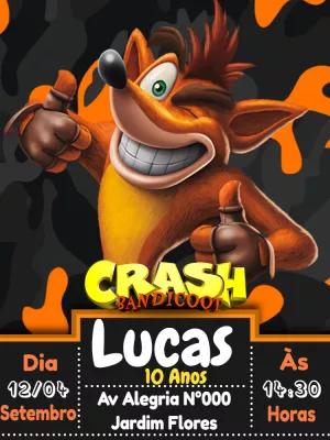 Convite de Aniversário Crash Bandicoot para Editar Online