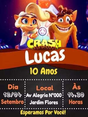Convite de Aniversário Crash Bandicoot para Editar Online