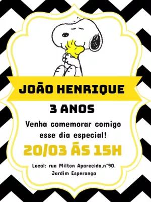 Convite de Aniversário Snoopy Amarelo para Editar Online