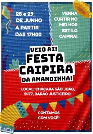 Convite Aniversário Festa Junina Caipira para Editar Online
