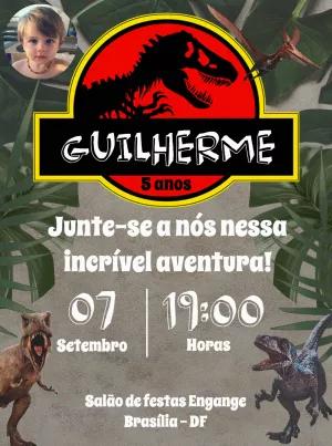 Convite Aniversário Jurassic Park com Foto para Editar Online