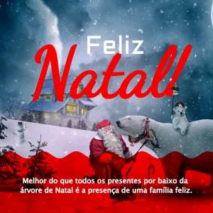 Cartão de Natal com Papai Noel e Urso Polar para Editar