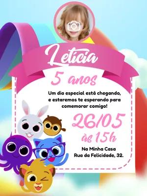 Convite de Aniversário Bolofofos com Foto para Editar Online