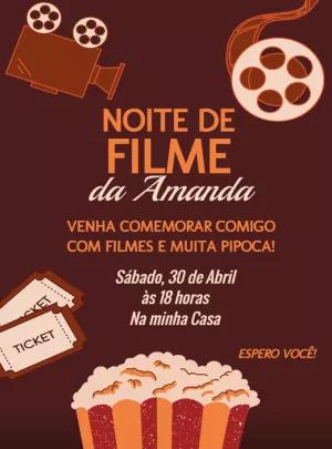 Convite de Aniversário Tema Cinema para Editar Online