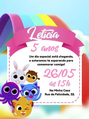 Convite Aniversário Bolofofos Menina para Editar Online