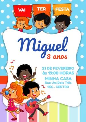 Convite Aniversário 3 Palavrinhas com a Turminha para Editar