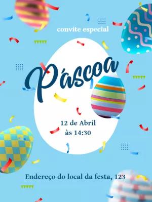 Convite de Páscoa com Ovos Coloridos para Editar Online