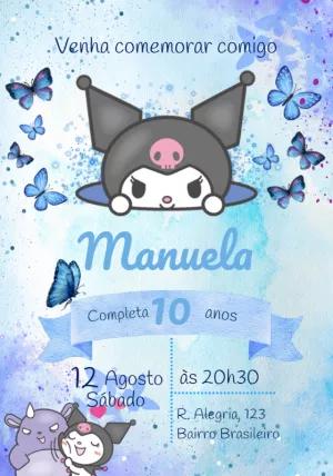 Convite de Aniversário Kuromi para Editar Online