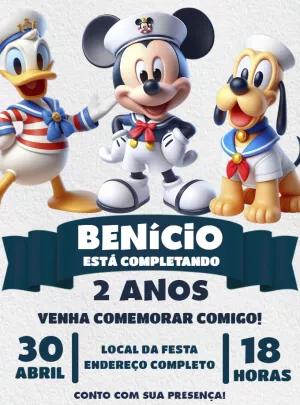 Convite Aniversário Turma do Mickey Marinheiro Editável