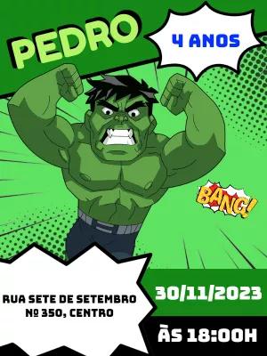 Convite de Aniversário Hulk para Editar Online e Imprimir