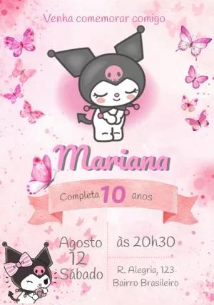 Convite de Aniversário Kuromi Editável Online
