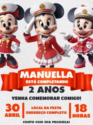 Convite Aniversário Minnie Marinheira para Editar Online