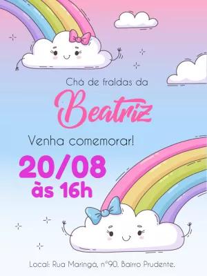 Convite Chá de Bebê Arco-Íris Fofo para Editar Online