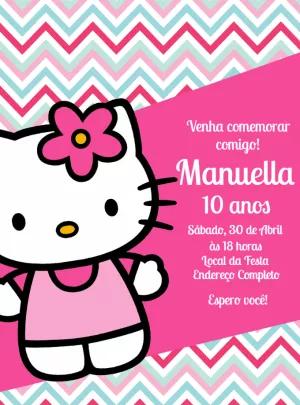 Convite Aniversário Hello Kitty para Editar Online