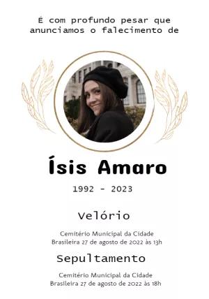 Comunicado de Falecimento com Foto Editável para Imprimir
