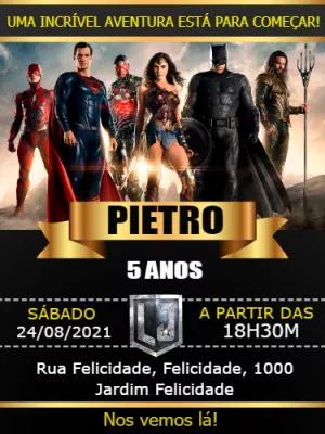 Convite Aniversário Liga da Justiça com Heróis para Editar Online