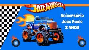 Painel de Aniversário Hot Wheels Editável para Festa de Carros