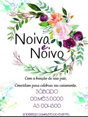 Convite de Casamento Floral com Aquarela para Editar Online