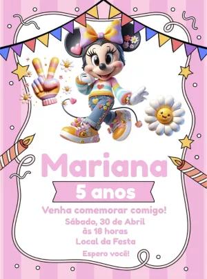Convite Aniversário Minnie Good Vibes para Editar Online
