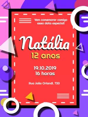 Convite de Aniversário Pop Art Geométrico para Editar Online